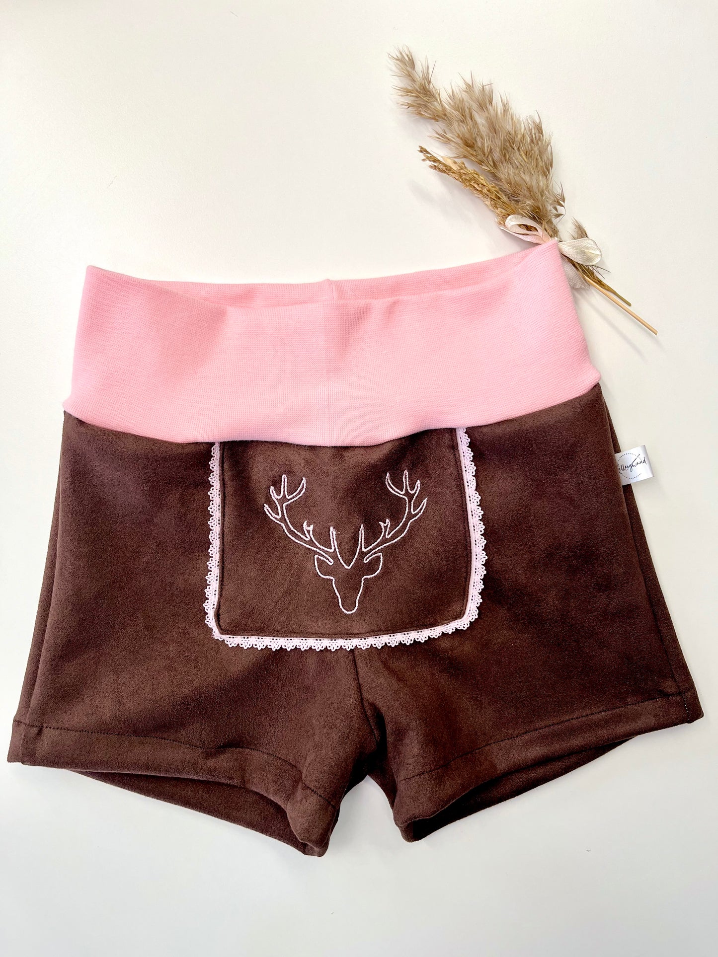 Rosa Kinderlederhose - kurz